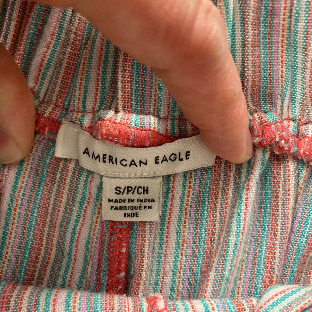 American Eagle high waist multi colored striped paperbag shorts… - Picture 6 of 11